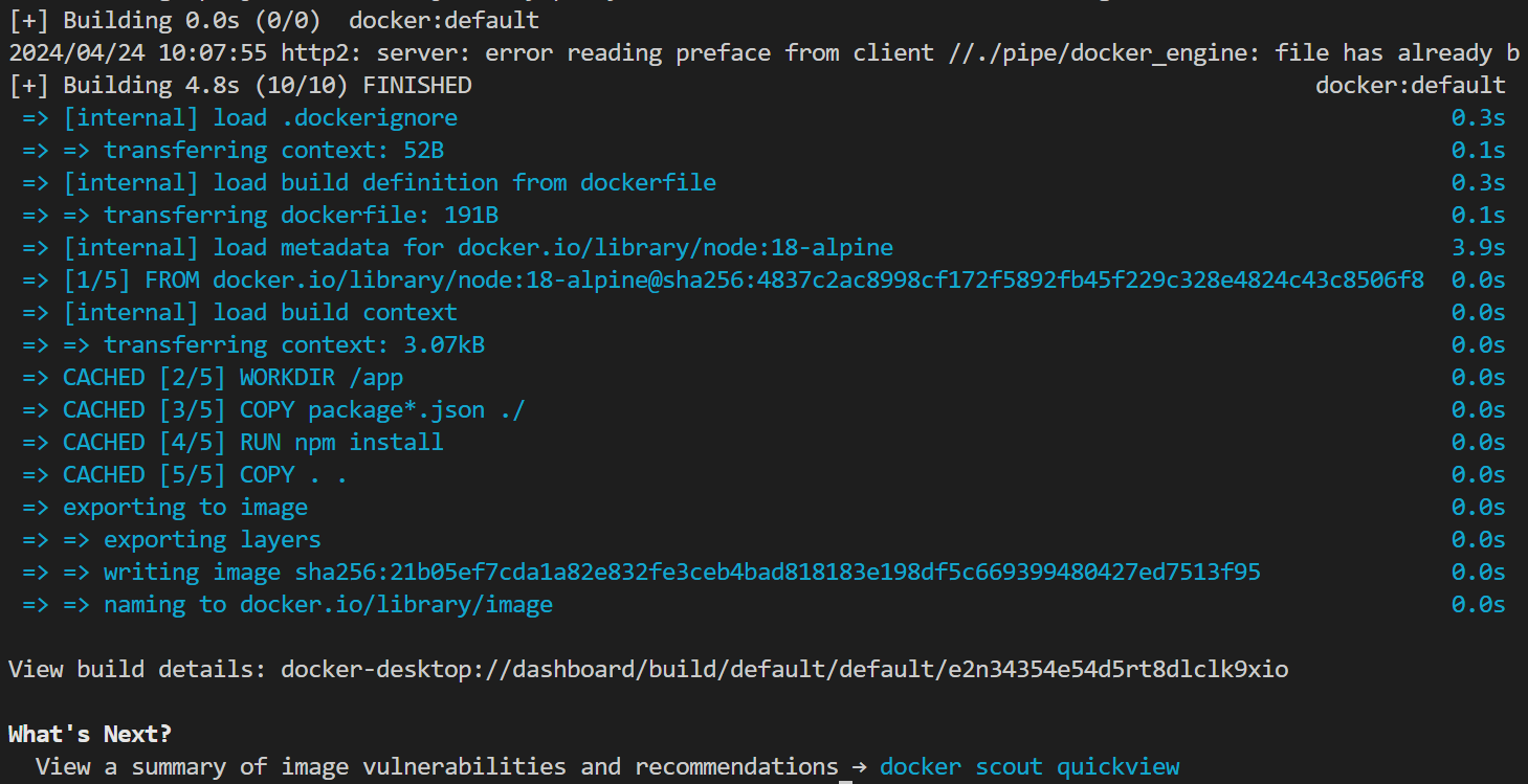 OUTPUT for docker build